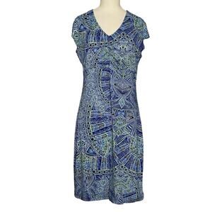 Title Nine Dress Blue Geometric Print Athletic Comfort Stretch Size S